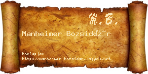 Manheimer Bozsidár névjegykártya